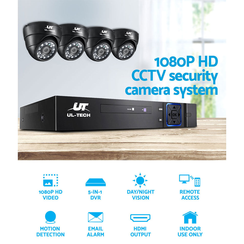 UL-tech CCTV Security System 4CH DVR 4 Cameras 1TB Hard Drive