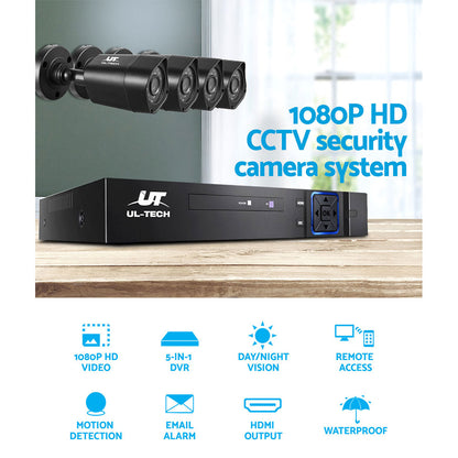 UL-tech CCTV Security System 4CH DVR 4 Cameras 1080p