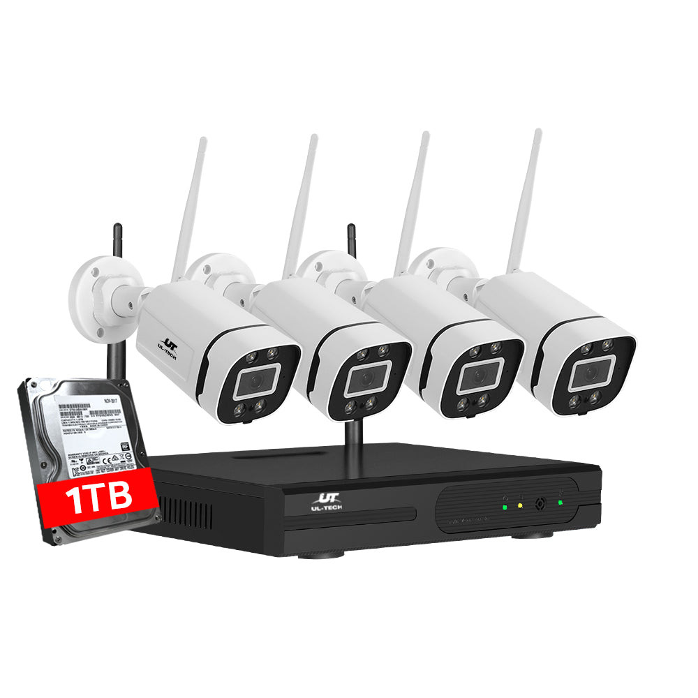 UL-tech Wireless CCTV Security System 8CH NVR 3MP 4 Square Cameras 1TB