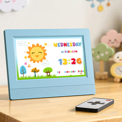 Artiss 7" Digital Day Clock Calendar Alarm LCD Children Sleep Trainer Clocks Blue