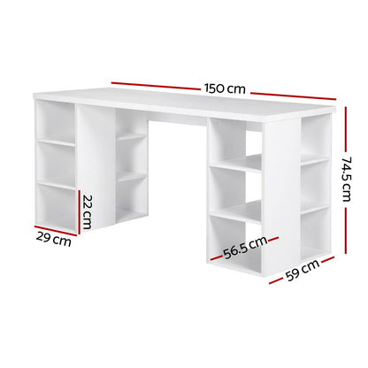 Artiss Computer Desk Bookshelf White 150CM