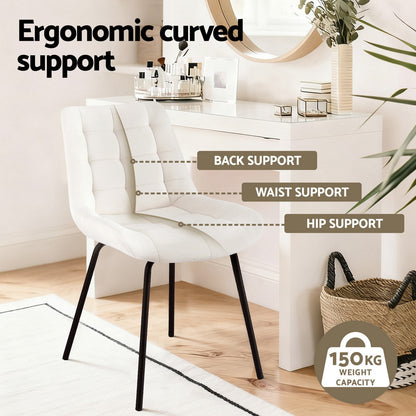 Artiss 2x Dining Chairs Velvet Tufted Kitchen Lounge Cafe Accent Chair Beige