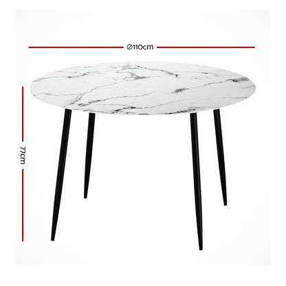 Artiss Dining Table Round Marble Effect 110CM