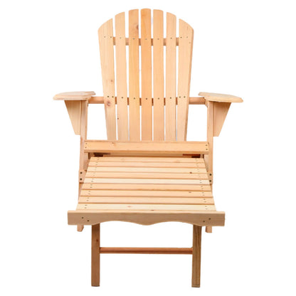 Gardeon Adirondack Outdoor Chairs Wooden Sun Lounge Patio Furniture Garden Natural