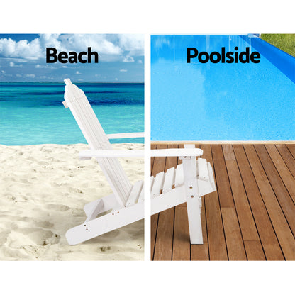 Gardeon Adirondack Outdoor Chairs Wooden Beach Chair Patio Furniture Garden White