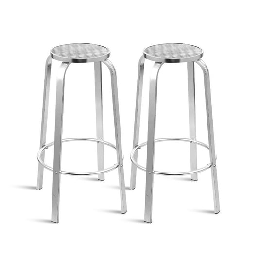 Gardeon 2-Piece Outdoor Bar Stools Patio Indoor Bistro Aluminum Chairs