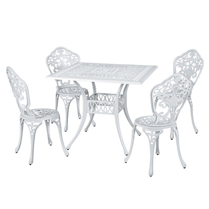 Gardeon Outdoor Dining Set 5 Piece Chairs Table Cast Aluminum Patio White