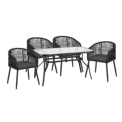 Gardeon 5PC Outdoor Dining Set Table and Chairs Garden Patio Furniture Bistro Set Black