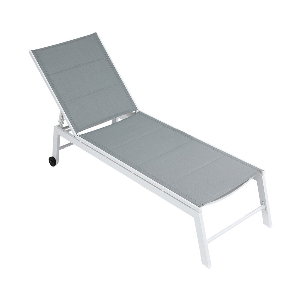 Gardeon Sun Lounger Chaise Lounge Wheels Patio Furniture Outdoor Setting White