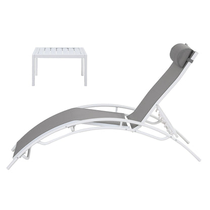 Gardeon 3PC Sun Lounge Outdoor Lounger Table Chairs Steel Patio Furniture Garden