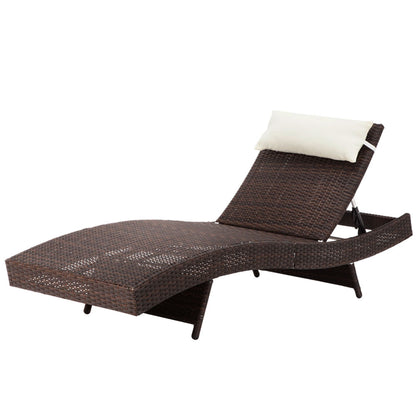 Gardeon Sun Lounge Wicker Lounger Outdoor Furniture Beach Chair Garden Adjustable Brown