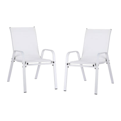 Gardeon 2PC Outdoor Dining Chairs Stackable Lounge Chair Patio Furniture White