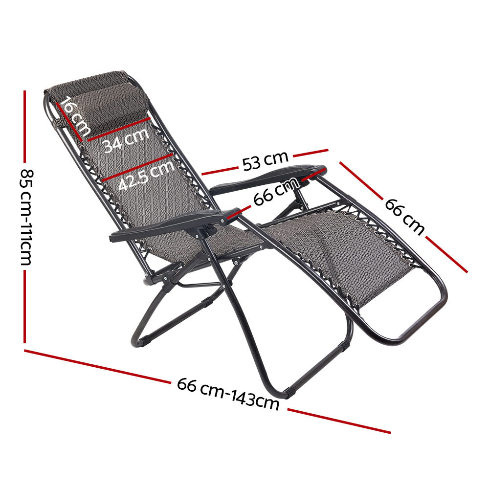 Gardeon Zero Gravity Chair Folding Outdoor Recliner Adjustable Sun Lounge Camping Beige