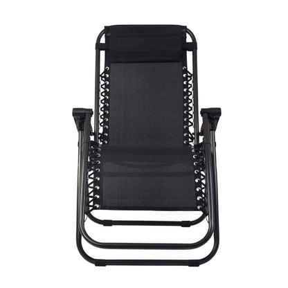 Gardeon 2PC Zero Gravity Chair Folding Outdoor Recliner Adjustable Sun Lounge Camping Black