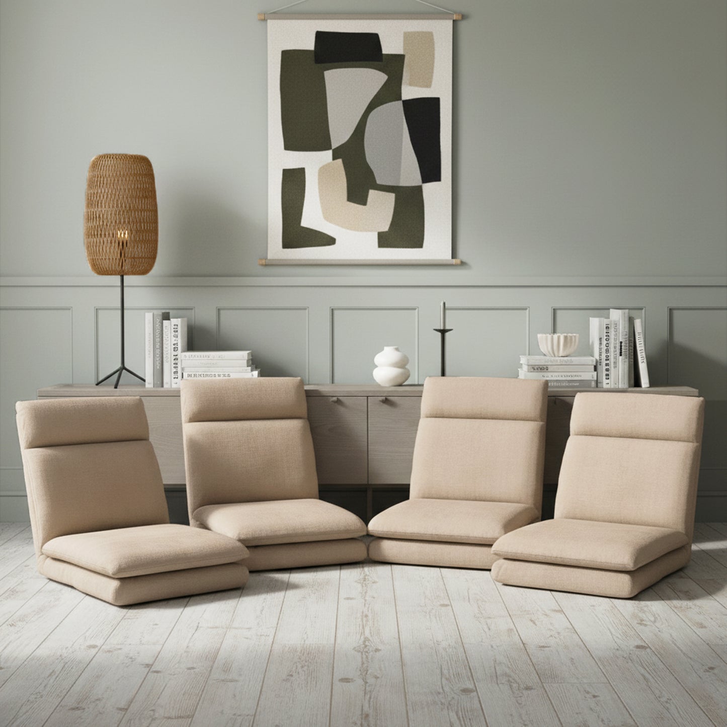 Artiss 4XFloor Chair Sofa Linen Beige