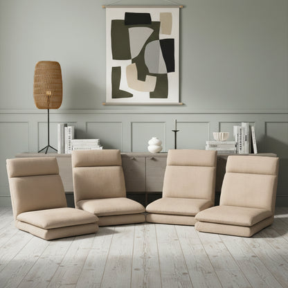 Artiss 4XFloor Chair Sofa Linen Beige