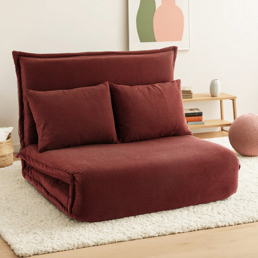 Artiss Floor Lounge Sofa Bed Foldable 2 Seater Orange