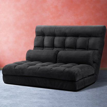 Artiss Lounge Sofa Bed 2-seater Charcoal Suede