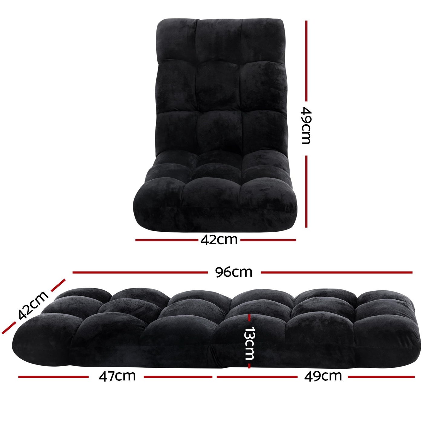 Artiss 4X Lounge Sofa Bed Flannel Fabric Black