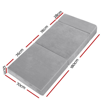 Giselle Bedding Foldable Mattress Folding Foam Bed Mat Light Grey