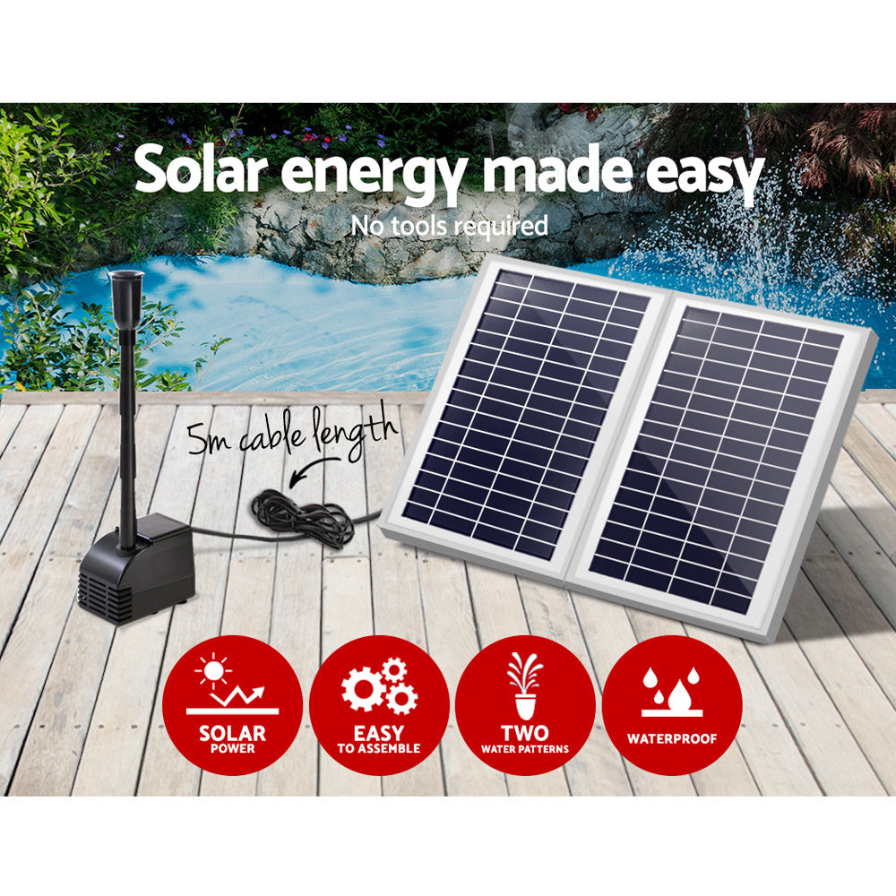 Gardeon Solar Pond Pump with 2 Panels 7.2FT