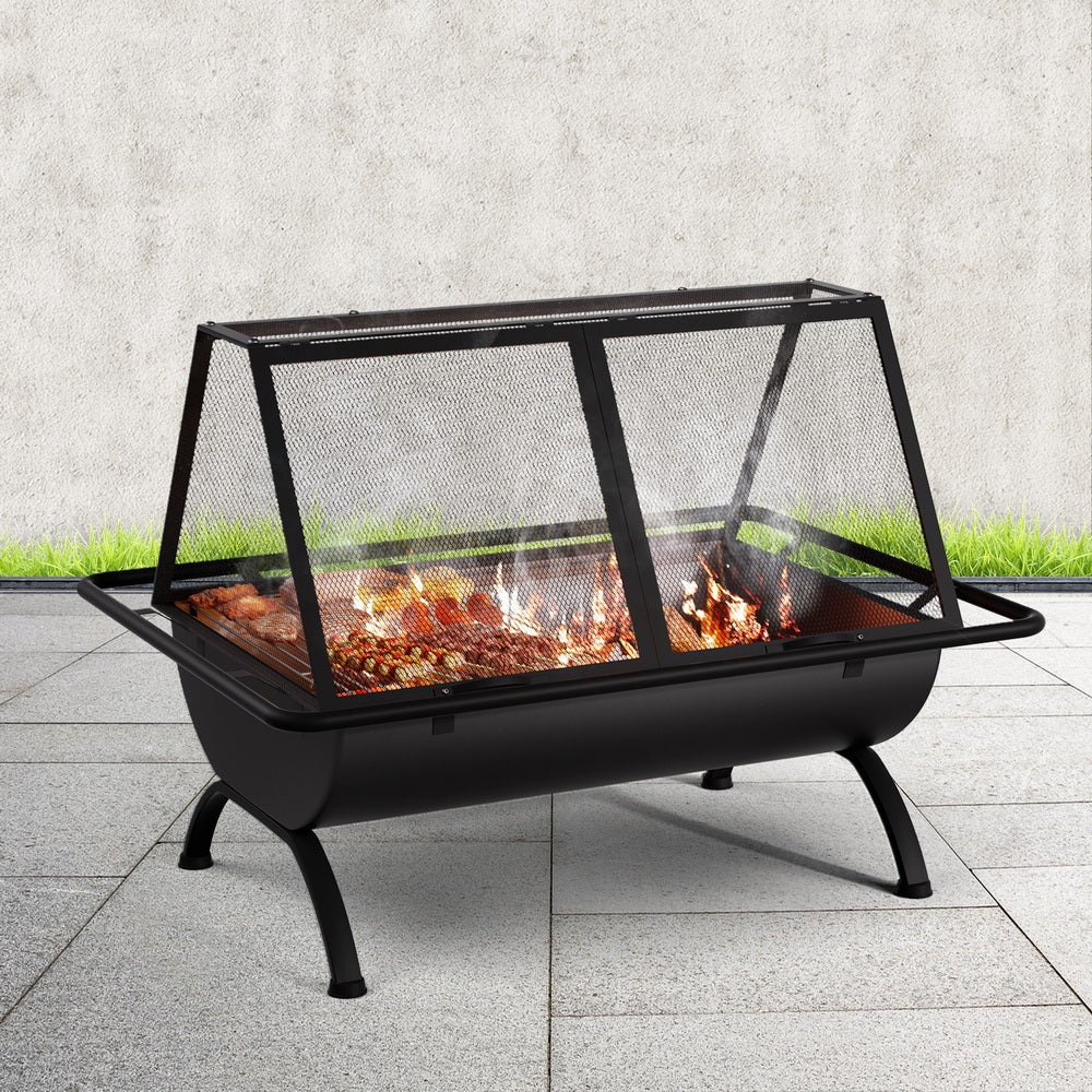 Grillz Fire Pit BBQ Grill Outdoor Fireplace Steel