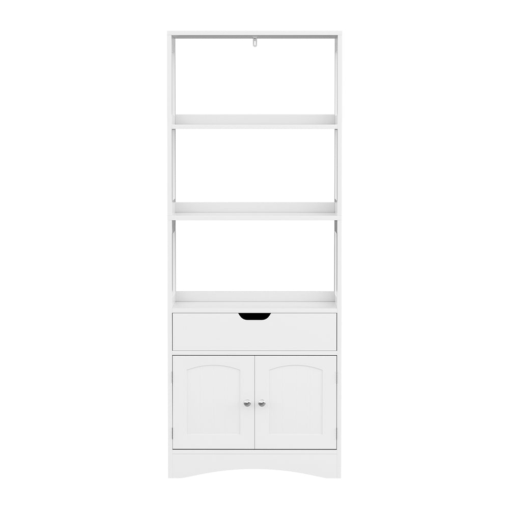 Artiss Bathroom Floor Storage Cabinet with 2 Drawers 3 Open Shelves 2 Doors White