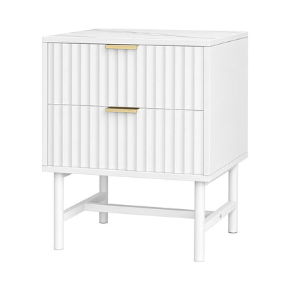 Artiss Bedside Table 2 Drawers - White