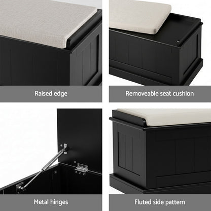 Artiss Storage Ottoman Blanket Box 140cm Fluted Black