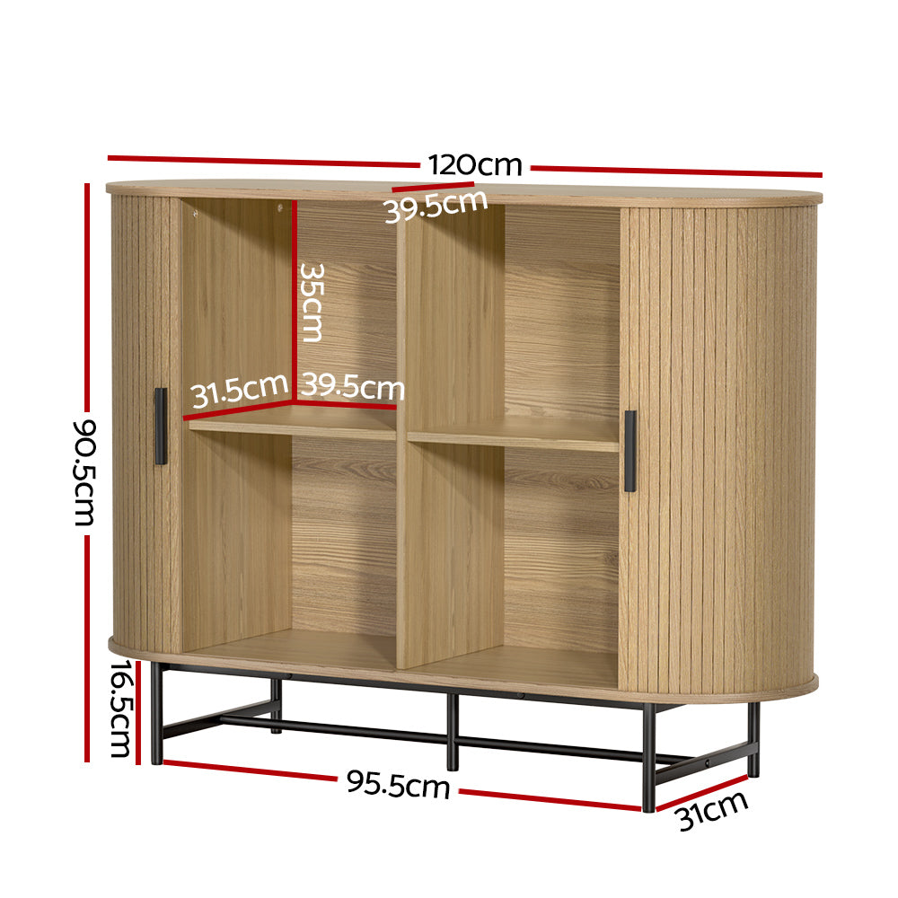 Artiss Buffet Sideboard Cupboard Cabinet Sliding Doors Pantry Storage Oak PIIA