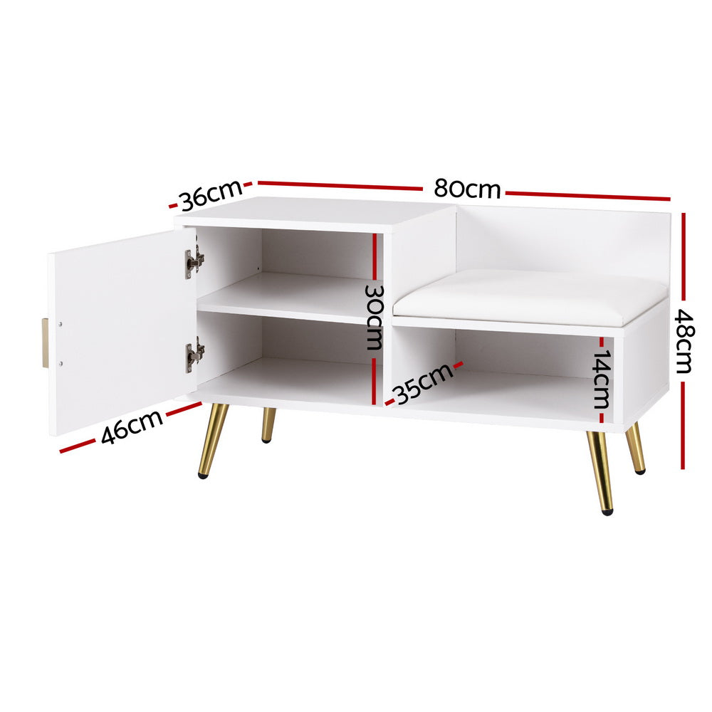 Artiss Shoe Rack Cabinet Bench 6 Pairs White