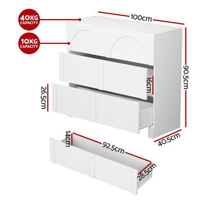Artiss 3 Chest of Drawers Lowboy Dresser Cabinet White