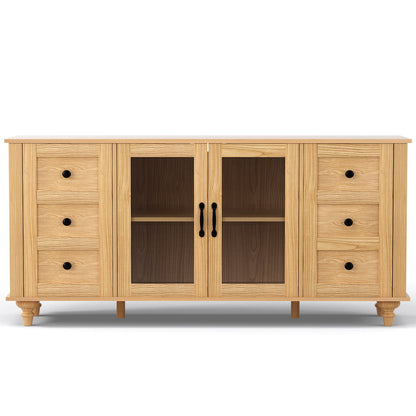 Artiss Buffet Sideboard Storage Cabinet Kitchen Cupboard Faux Drawer 150CM Pine
