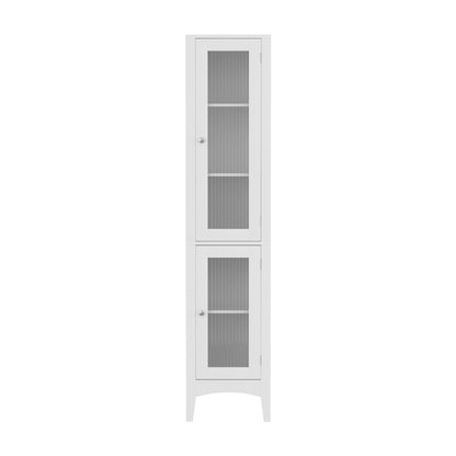 Artiss Bathroom Storage Cabinet 160cm Tall Slim Floor Cupboard Toilet Glass Door White