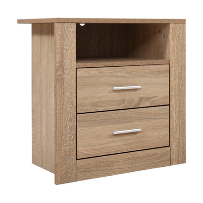 Artiss Bedside Table 2 Drawers with Shelf - TARA Oak