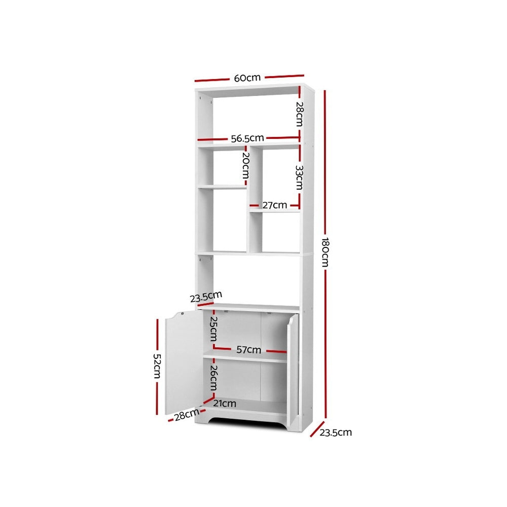 Artiss Bookshelf with Cabinet - GINA White