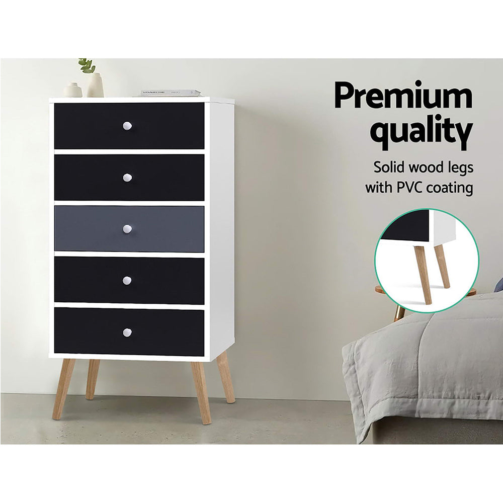 Artiss 5 Chest of Drawers - BONDS White