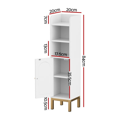 Artiss Bathroom Storage Cabinet Floor Organizer Toilet Corner Adjustable Shelf with Door White