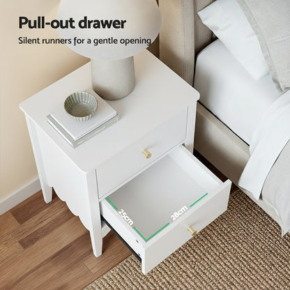 Artiss Bedside Table 2 Drawers Bedroom Storage Nightstand White