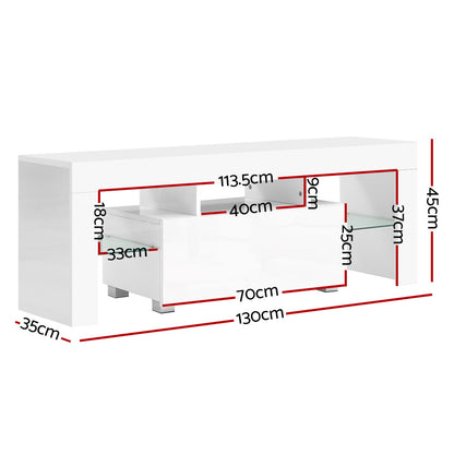 Artiss Entertainment Unit TV Cabinet LED 130cm White Elo