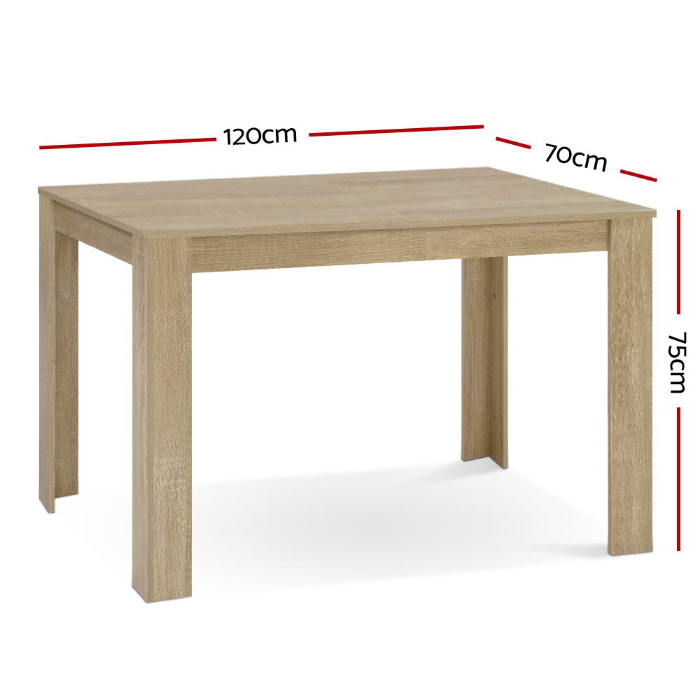 Artiss Dining Table Rectangular 4 Seater 120CM Oak Natu