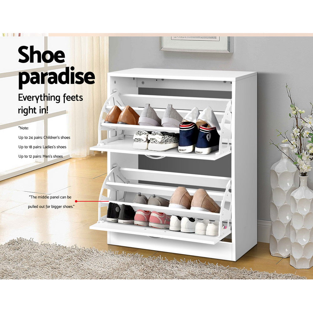 Artiss 2 Door Shoe Cabinet - White