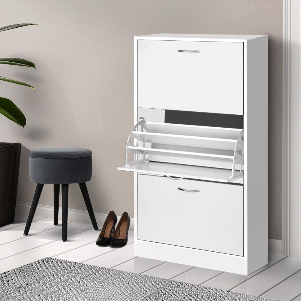 Artiss 3 Tier Shoe Cabinet - White