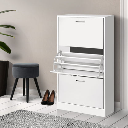 Artiss 3 Tier Shoe Cabinet - White