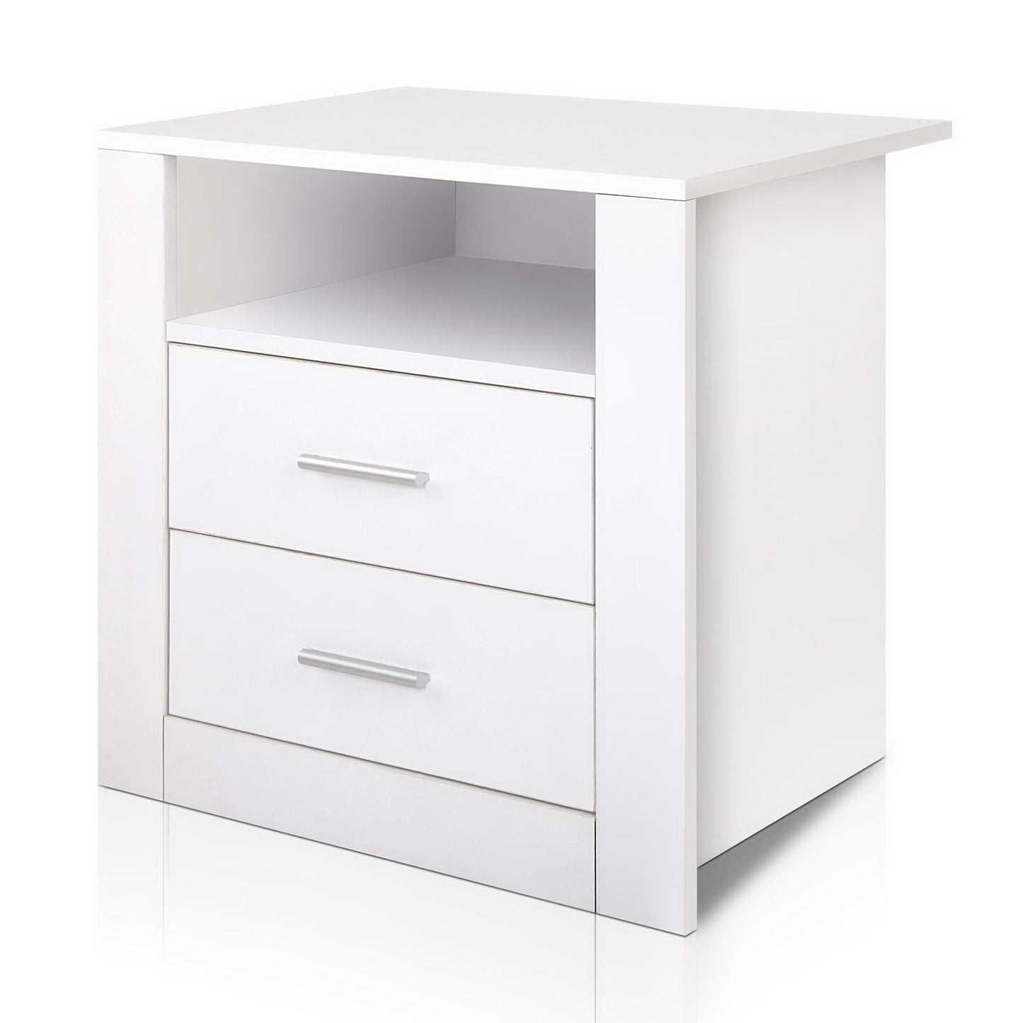 Artiss Bedside Table 2 Drawers with Shelf - TARA White