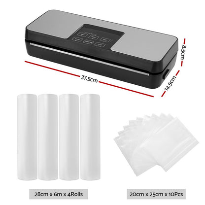 Devanti Food Vacuum Sealer Machine Auto Seal Cutter 5 Modes Storage Bags 4 Rolls