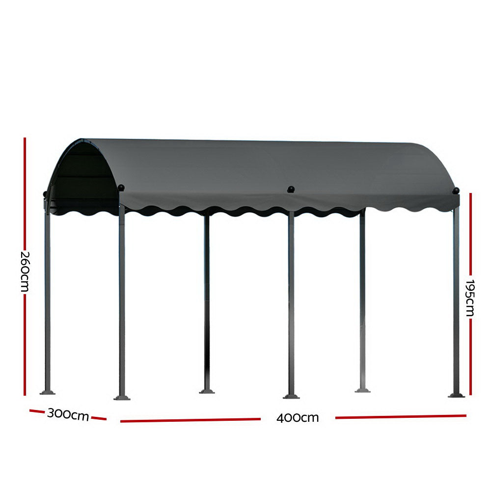 Instahut Gazebo Marquee 4x3m Outdoor Event Wedding Tent Camping Party Shade Iron Art Canopy Grey