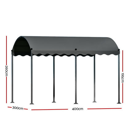 Instahut Gazebo Marquee 4x3m Outdoor Event Wedding Tent Camping Party Shade Iron Art Canopy Grey