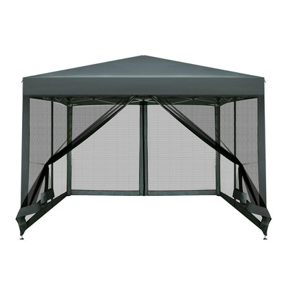 Instahut Gazebo Pop Up Marquee 3x3m Wedding Party Outdoor Camping Tent Canopy Shade Mesh Wall Grey