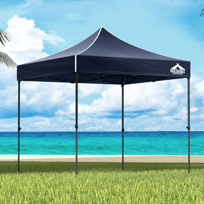 Instahut Gazebo Pop Up 3x3m w/Base Podx4 Marquee Folding Outdoor Wedding Camping Tent Shade Canopy Navy